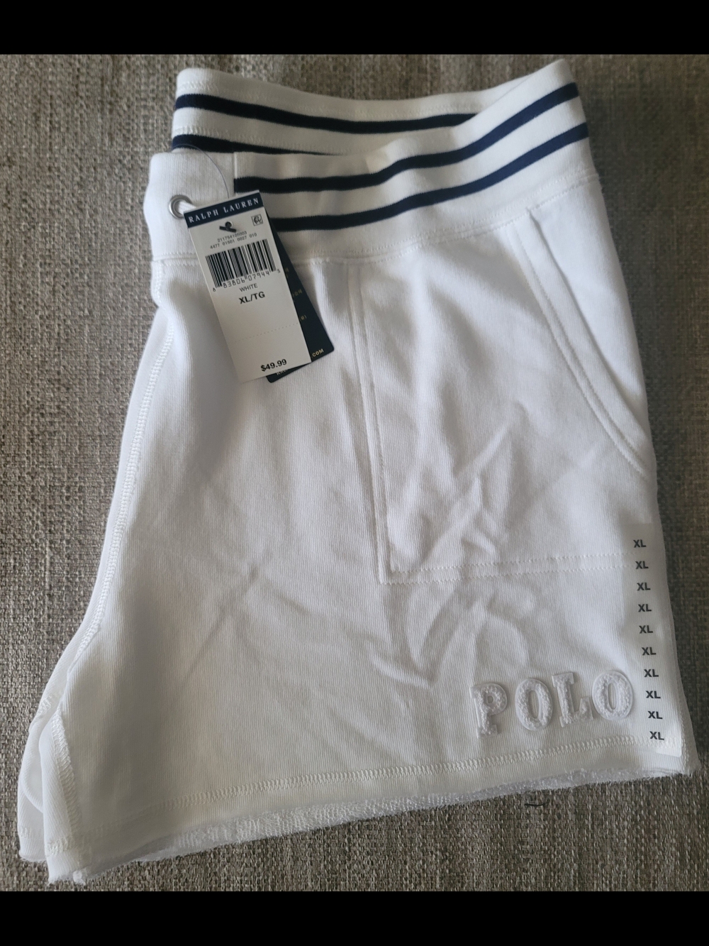 Ralph Lauren POLO White 2pc Fleece Sweatshirt/Shorts Set - Picture 4 of 5